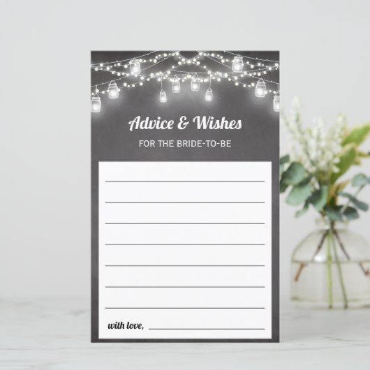 Zwart Wit Advies voor Bride Mason Jar Kaart (Staand voorkant)