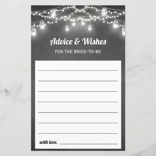 Zwart Wit Advies voor Bride Mason Jar Kaart (Voorkant)