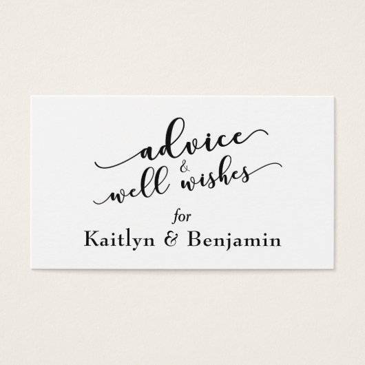 Zwart-wit Advies & Well Wensen Bruiloft Visitekaartjes (Voorkant)