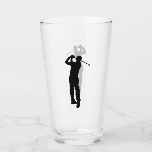 Zwart-wit Afbeelding van een Golfer Glas (Achterkant)
