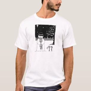 zwart-wit afbeelding van schattige sneeuwkerst t-shirt