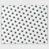 Zwart-wit afdrukpatroon van pootjes cadeaupapier (Vlak)