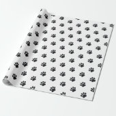 Zwart-wit afdrukpatroon van pootjes cadeaupapier (Uitgerold)