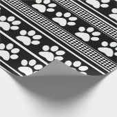 Zwart wit afdrukpatroon van witte poot, omslagpapi cadeaupapier (Hoek)