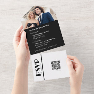 Zwart-wit Affair-Trouwringen- All In One I All In One Uitnodiging