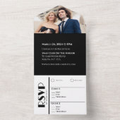 Zwart-wit Affair-Trouwringen- All In One I All In One Uitnodiging (Binnen)