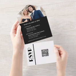 Zwart-wit Affair-Trouwringen- All In One I Uitnodiging