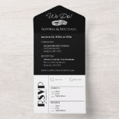Zwart-wit Affair-trouwringen- All In One Uitnodiging (Binnen)