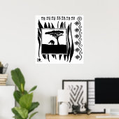 Zwart-Wit Afrika Olifant Poster (Thuiskantoor)