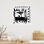Zwart-Wit Afrika Olifant Poster (Keuken)