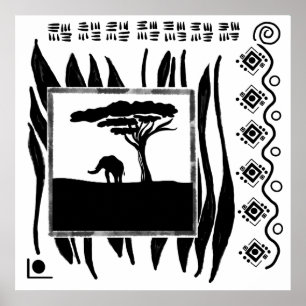 Zwart-Wit Afrika Olifant Poster