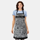 Zwart-wit Afrikaans Kente K46 All-Over Print Schort (Gedragen)