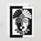 Zwart-wit Afrikaans masker Briefkaart (Voorkant / Achterkant)