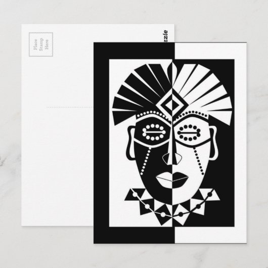 Zwart-wit Afrikaans masker Briefkaart (Voorkant / Achterkant)