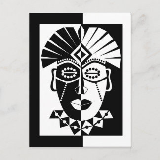 Zwart-wit Afrikaans masker Briefkaart