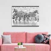 Zwart wit afrikaans Zebra groepering verpakt canva Canvas Afdruk (Insitu (Woonkamer))