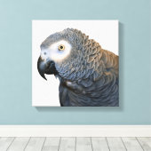 Zwart-wit Afrikaanse grijze papegaai Canvas Print (Insitu (Houten vloer))
