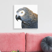 Zwart-wit Afrikaanse grijze papegaai Canvas Print (Insitu (Woonkamer))