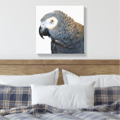 Zwart-wit Afrikaanse grijze papegaai Canvas Print (Insitu (Slaapkamer))