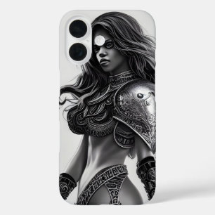 Zwart-wit Afrikaanse krijger koningin iPhone 16 Hoesje