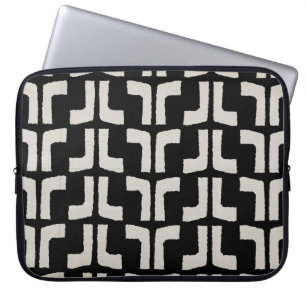 Zwart-wit Afrikaanse Modderdoek Laptop Sleeve