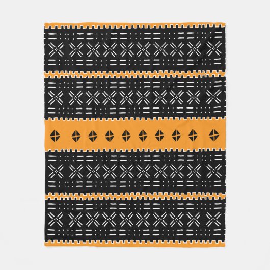 Zwart-wit Afrikaanse modderlakenpatroon Fleece Deken (Voorkant)