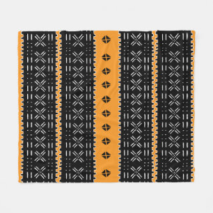 Zwart-wit Afrikaanse modderlakenpatroon Fleece Deken