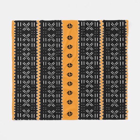Zwart-wit Afrikaanse modderlakenpatroon Fleece Deken (Voorkant (Horizontaal))