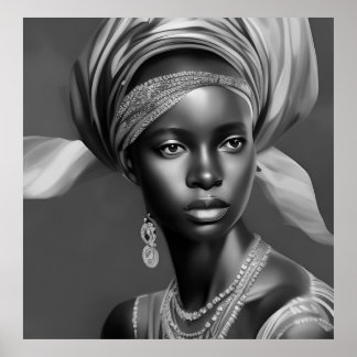 Zwart Wit Afrikaanse vrouwen meisje monochroom Poster