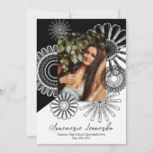 Zwart-wit afstudeeraankondiging Zonnebloem Kaart (Voorkant)