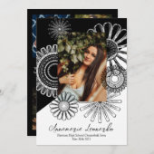 Zwart-wit afstudeeraankondiging Zonnebloem Kaart (Voorkant / Achterkant)