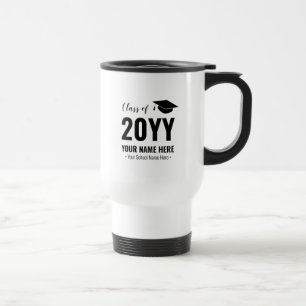 Zwart & Wit Afstudeercadeau Aangepaste Reisbeker
