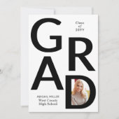 Zwart, wit AFSTUDEERDER Klasse van 2025 foto afstu Aankondiging (Voorkant)