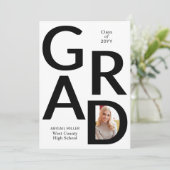 Zwart, wit AFSTUDEERDER Klasse van 2025 foto afstu Aankondiging (Staand voorkant)