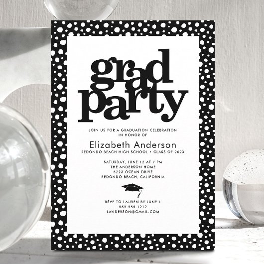 Zwart wit afstudeerder partij vet typografie moder kaart