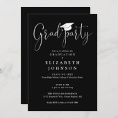 Zwart-wit Afstudeerder Party Script Afstuderen Kaart (Voorkant / Achterkant)