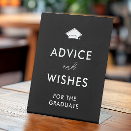 Zwart Wit Afstudeerder Pet Afstuderen Advies en we Reclamebord Met Voetstuk