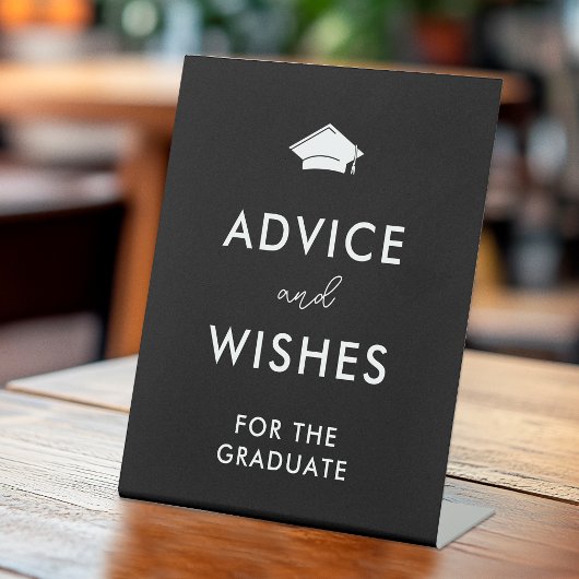 Zwart Wit Afstudeerder Pet Afstuderen Advies en we Reclamebord Met Voetstuk