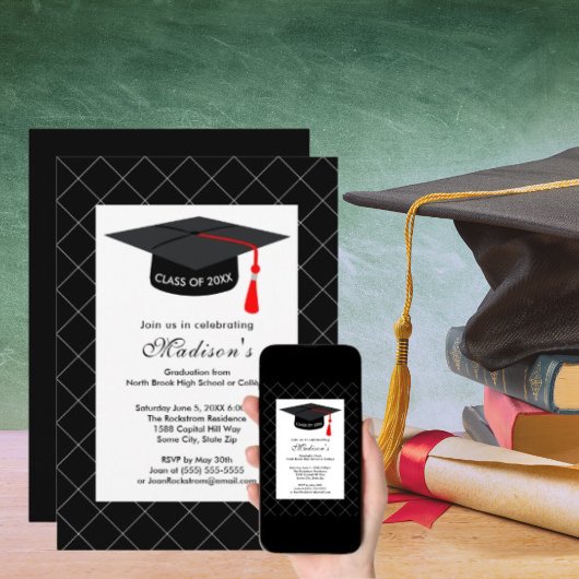 Zwart Wit Afstudeerder Pet Afstuderen Klasse van 2 Kaart