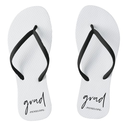 Zwart-wit Afstudeerder typografie en naam Teenslippers (Voetbed)
