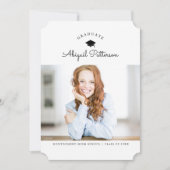 Zwart-wit Afstudeerder uitnodiging (Voorkant)