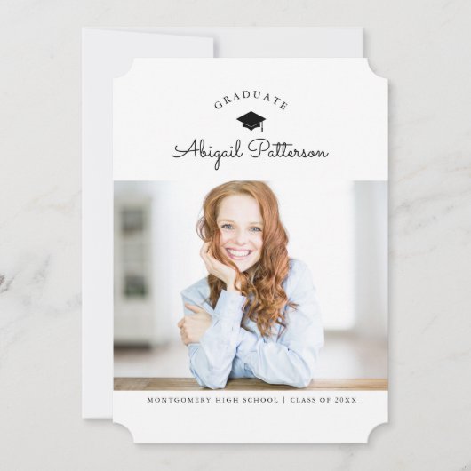 Zwart-wit Afstudeerder uitnodiging (Voorkant)