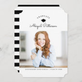 Zwart-wit Afstudeerder uitnodiging (Voorkant / Achterkant)