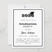 Zwart wit afstudeerfeest 2025 uitnodiging (Voorkant)