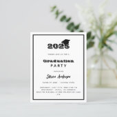 Zwart wit afstudeerfeest 2025 uitnodiging (Staand voorkant)