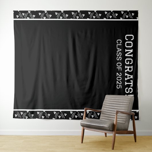 Zwart-wit afstudeerfeest achtergrond wandkleed (In Situ (horizontaal))