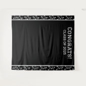 Zwart-wit afstudeerfeest achtergrond wandkleed (Voorkant (horizontaal))