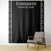 Zwart-wit afstudeerfeest achtergrond wandkleed (In situ)