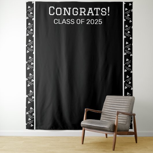 Zwart-wit afstudeerfeest achtergrond wandkleed (In situ)