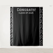 Zwart-wit afstudeerfeest achtergrond wandkleed (Voorkant)
